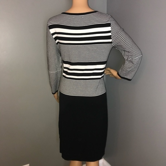 Spense Women's Striped Midi Dress | Size Medium | Black & White - Picture 3 of 6
